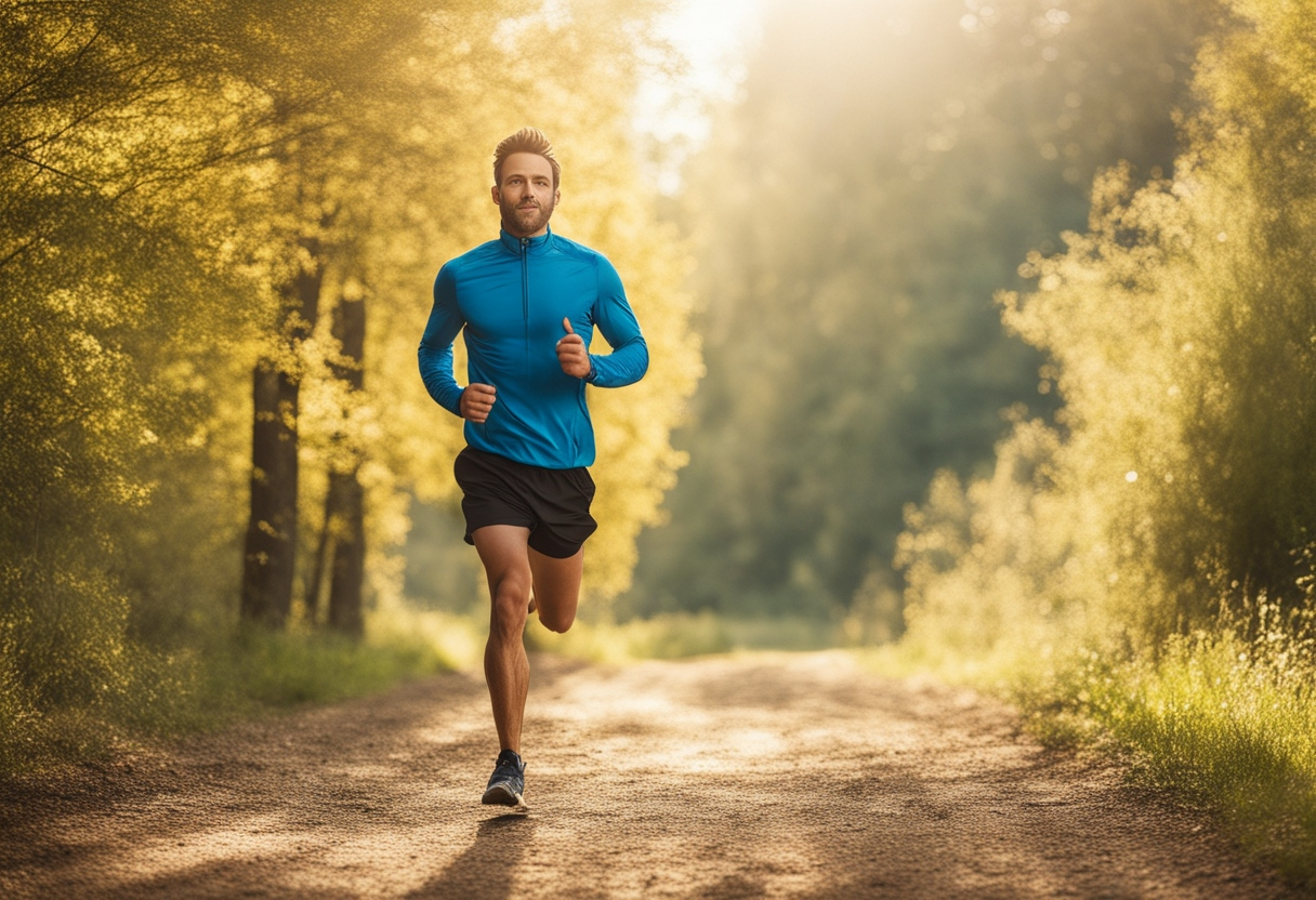 Man jogging in the  nature